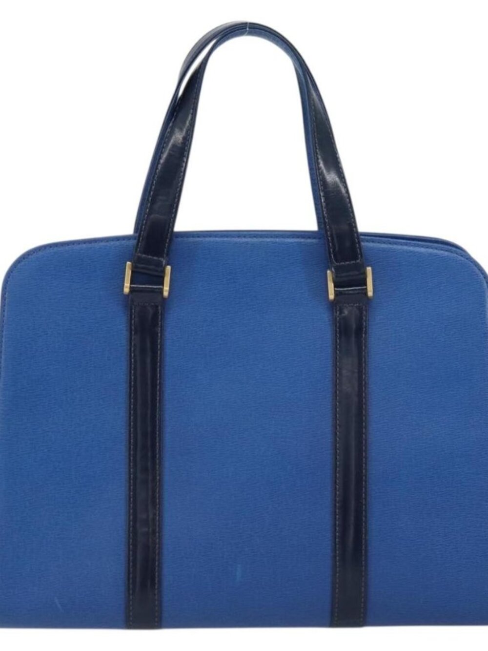 Burberrys Hand Bag Leather Blue Gold Auth 159091 - Picture 3 of 16